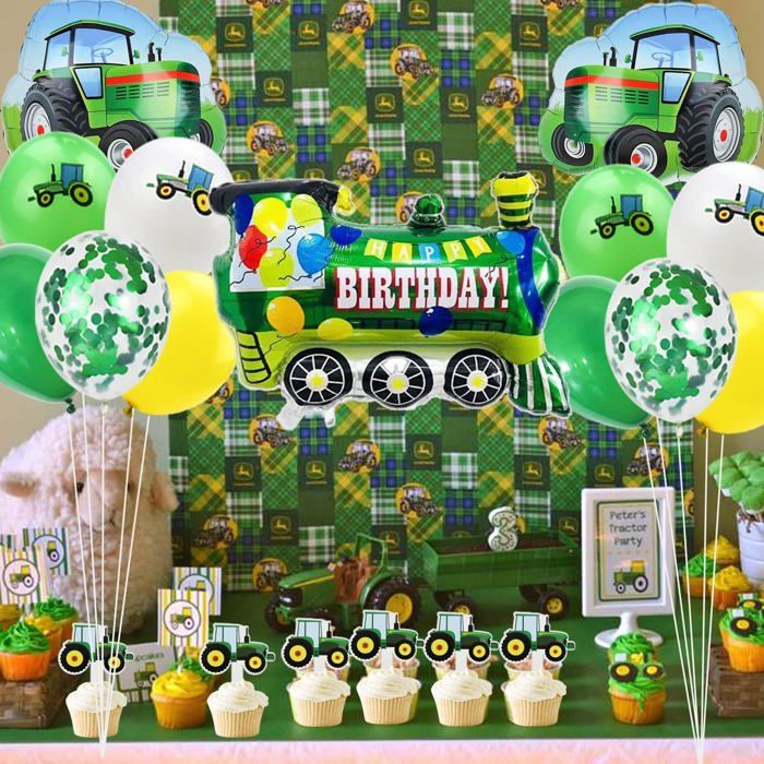 Décoration Anniversaire Thème Tracteur Pour 3 Ans - Kit Complet Ballons, Bannière, Autocollants - 6