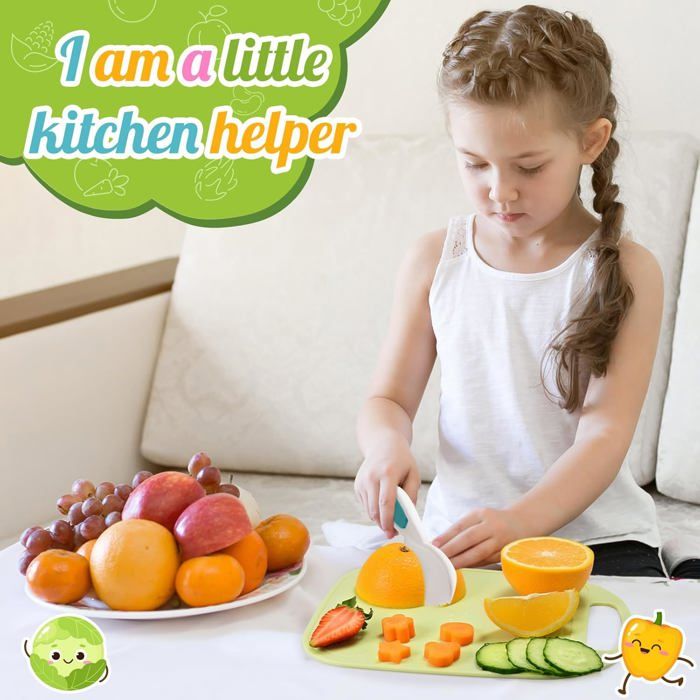 Ciphuoly Kit Cuisine Enfant, 23 Pièces Ustensile, Couteau Enfant qui ne Coupe Pas, Couteau Montessori à Partir, Pour Couper des Fruits, Légumes ou de la Pâte (23 Pièces