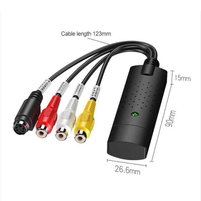 Convertisseur VHS vers numérique vidéo USB 2.0 Carte de capture audio Boîte VHS Magnétoscope