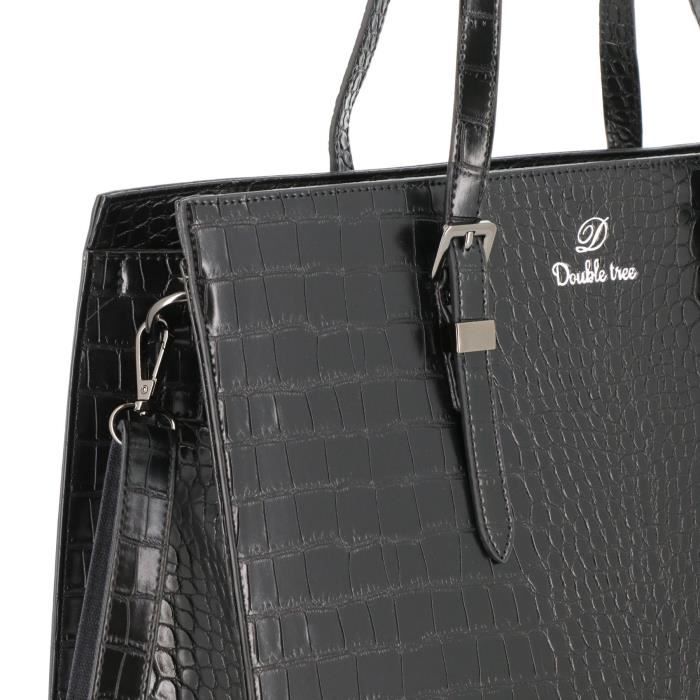 Double Tree - Sac Cabas Femme Effet Crocodile Rigide Forme A4