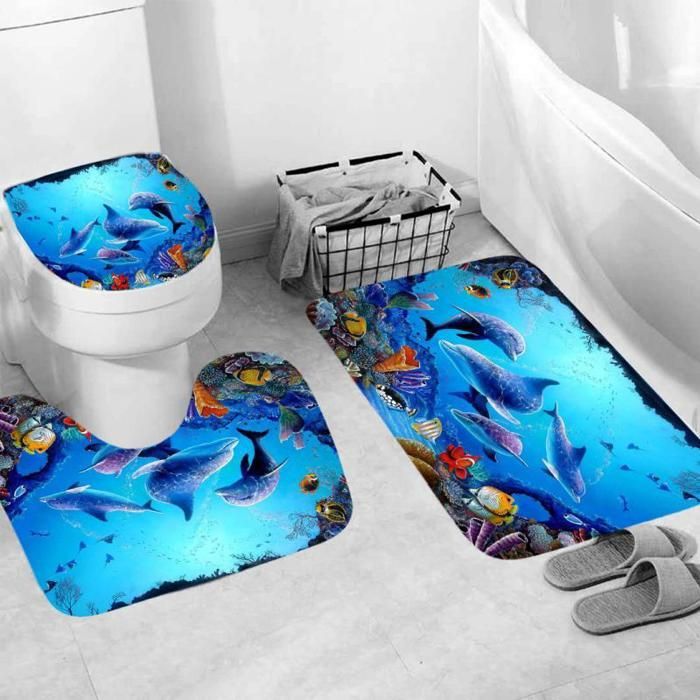 Tapis De Douche Antidérapant HITSLAM 61x81cm - PVC Doux Avec Drain - Gris - Séchage Rapide