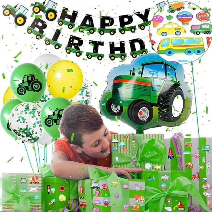 Décoration Anniversaire Thème Tracteur Pour 3 Ans - Kit Complet Ballons, Bannière, Autocollants - 9