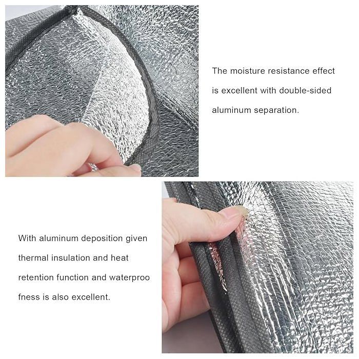 Tapis De Camping Aluminium Double Face 200x200 Cm – Isolant Thermique, Imperméable, Pliable Avec Sac De Rangement