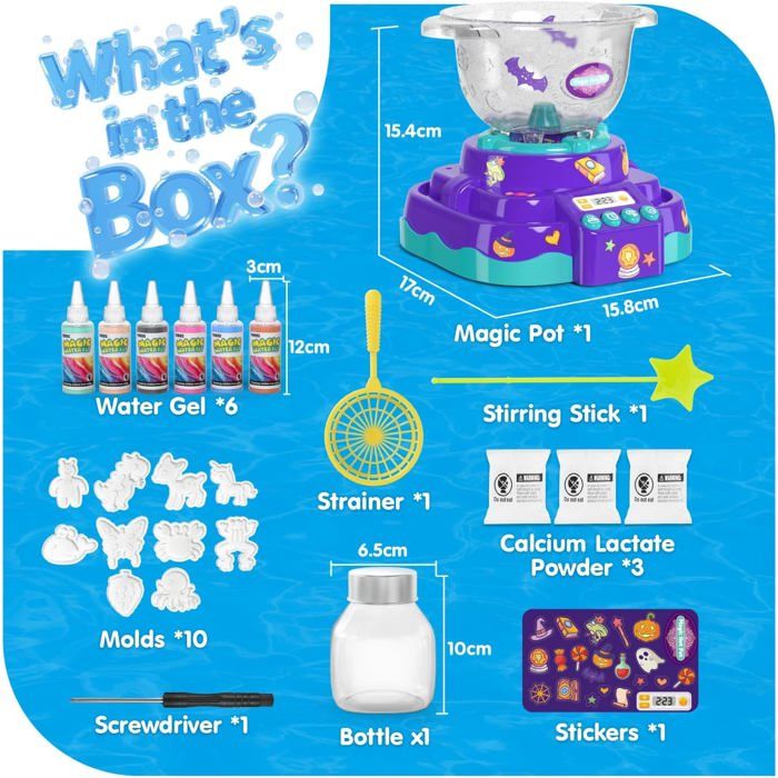 Snookids - Kit DIY Eau Magique Fée - Pot Magique Avec Lumière Et Moules - Gel Aqua 6 Couleurs - Activité Créative Pour Enfants