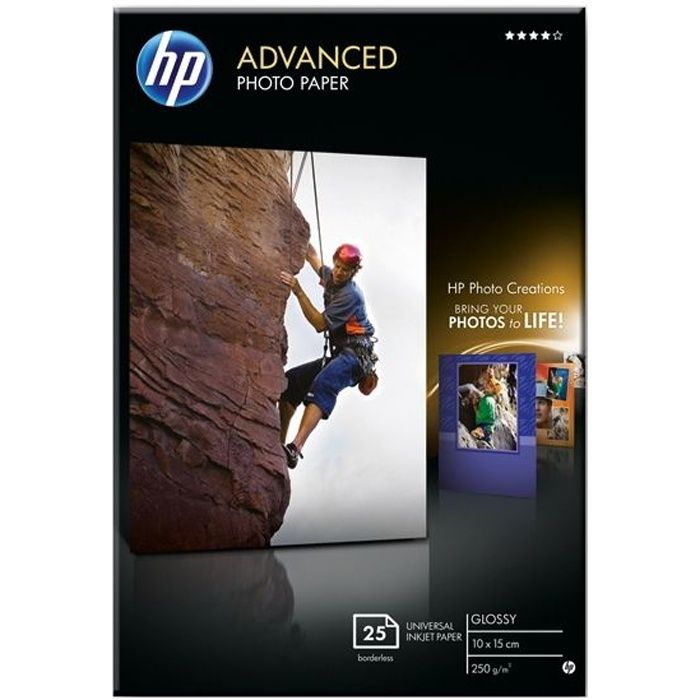 Papier photo HP Advanced brillant sans bordure - 25 feuilles/10 x 15 cm