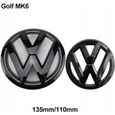2pcs Insigne logo emblème avant 135mm + arrière 110mm Noir brillant pour Volkswagen VW golf 6 VI MK6-0