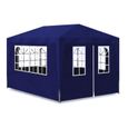 9675Unique |Tente de réception pliable Tonnelle de jardi Tente de réception 3 x 4 m Bleu MEUBLE Style Campagne Chic-0