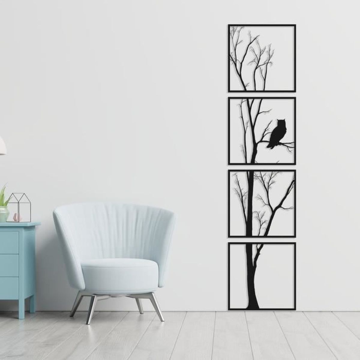 Décoration murale métal Noir Verticale (4 pièces chaque pièces 30