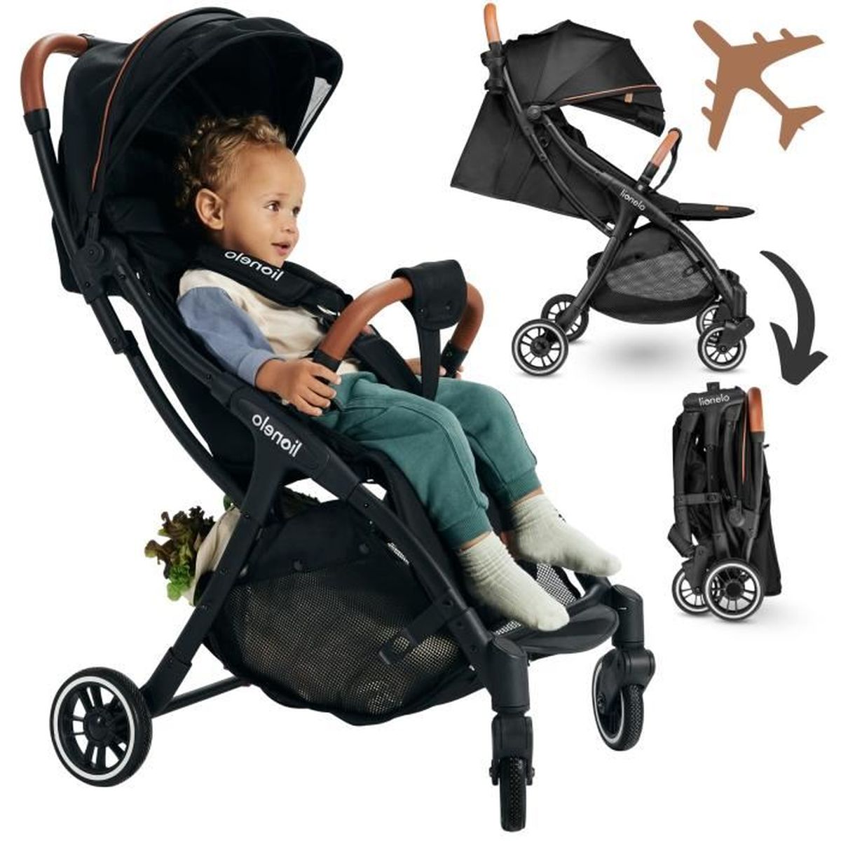 Leogreen - Poussette Pliable Compact Voyage Poussette Legere Inclinable  pour Avion, Pliable d'une Main, pour enfants de 0 à 36 mois jusqu'à 15 kg