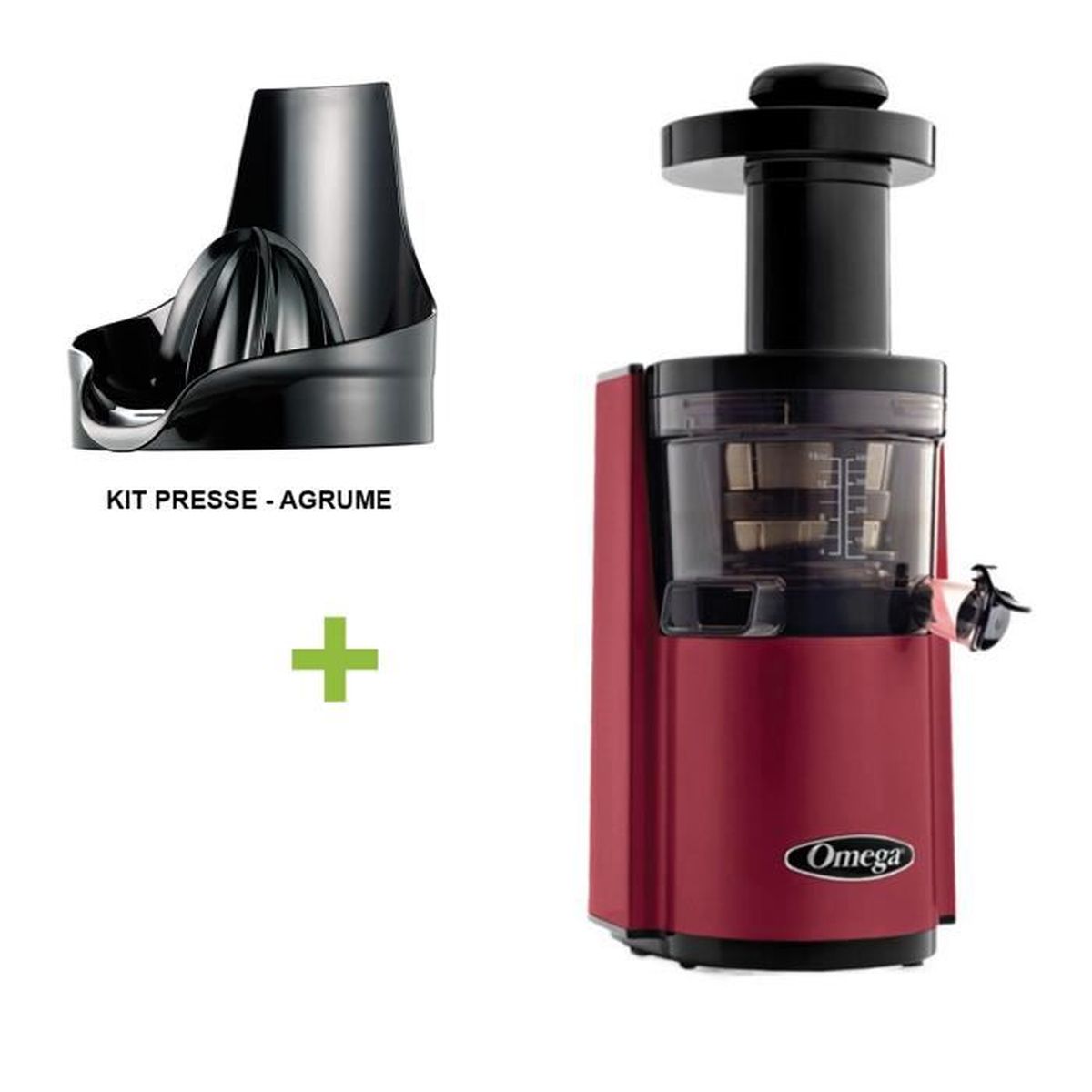 Pack Omega VSJ843 Rouge + presse agrume Extracteur De Jus Vertical