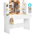 Casaria Coiffeuse Lucia Blanc miroir éclairage LED table de maquillage chambre dressing rangement tioir 3 compartiments