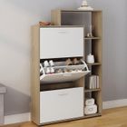 IDMARKET Meuble à chaussures 18 paires KLARK imitation hêtre 3 portes blanches avec étagère
