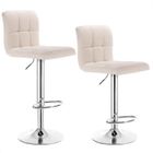 WOLTU Tabouret de bar en lin,lot de 2,Siège bien rembourré,Tabouret de bar pivotant,ajustable en hauteur,Crème