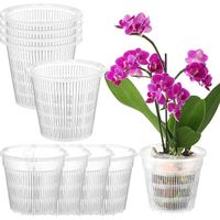 Lot de 10 pots d'orchidée transparents de 14 cm avec trous, pots de fleurs en plastique durable, drainage des plantes pour semis