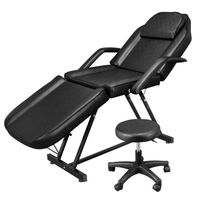 Table de Massage portable pliante des pieds en aluminium à 3 sections avec tabouret-Noir
