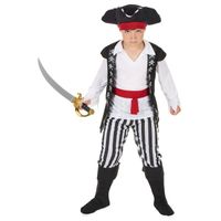 Déguisement pirate garçon rayures noires et blanches - S 4-6 ans (110-120 cm) - Generique - 6 éléments