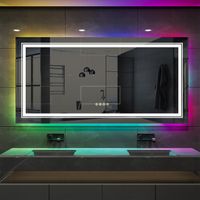 LUVODI Miroir Salle de Bain Lumineux Mural LED RGB avec Eclairage Integre Anti buee Miroir Mural Rectangulaire 105 x 50 cm