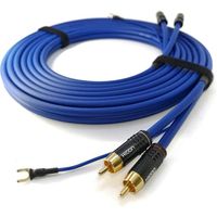 Selected Cable Cable phono RCA blinde de 15 m de long - 2 x 0,35 mm² - Cable de masse extra long - 1 fiche RCA plaquee or de 