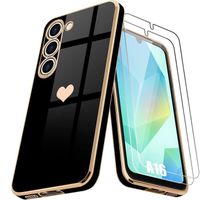 Coque + Verres Trempés - Samsung - Galaxy A16 4G-5G - Silicone - Antichoc - Noir/Doré
