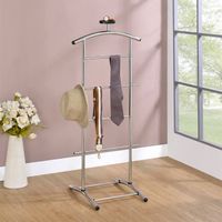 IDIMEX Valet De Chambre Fabio - Portant Vêtements Métal Aluminium Et MDF Hêtre