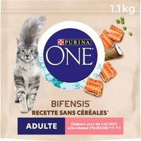 LOT DE 2 - PURINA ONE - Croquettes pour chat au Saumon Sans Céréales - sac de 1,1 kg