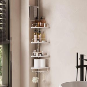 Étagère D'angle Télescopique Extensible 3,2 M + 4 Paniers 23x23x35 Blanc