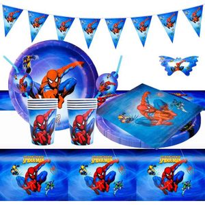 NAPPE DE TABLE JETABLE 62 Pièces Vaisselle de Fête avec Spiderman Enfant 