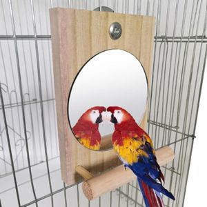 VOLIÈRE - CAGE OISEAU Support en bois avec miroir pour perroquet,perchoir,cage à oiseaux,aras,canadditif,cacatoès,perruches,conures[A242079078]