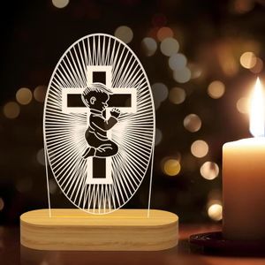 VEILLEUSE BÉBÉ Cadeau De Baptême Pour Garçon, Croix Lampe En Bois Nouveauté Veilleuse Lampe Pour Enfants, Décoration Lampe Usb Power