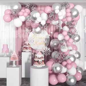 BALLON DÉCORATIF  Rose Blanc Argent Ballon Guirlande Arch Kit Pour Anniversaire De Mariage Baby Shower Fille Fête D'anniversaire Décorations