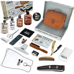 KIT RASAGE Kit/Set/Coffret (16 produits) d'entretien et de soin pour barbe et rasage + Tondeuse et Bavoir - Cosmetique Made in France