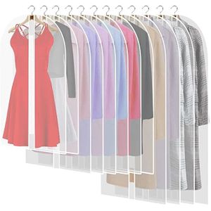 HOUSSE VÊTEMENTS 12PCS Housses de Vêtements avce Zip, Anti Poussière Etanche Mite Humidité, Anti-Poussière Housses de Protection Transparentes pour