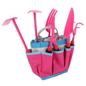 JARDINAGE - BROUETTE Vvikizy Ensemble d'outils de jardinage pour enfants avec chapeau de soleil et gants - Jeu de jouets de jeu de rôle - Rose
