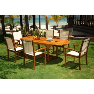 Salon En Teck Huile Et Batyline 6 Fauteuils Achat Vente