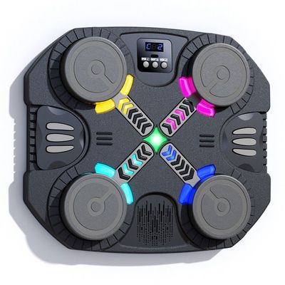 Cible De Boxe Musicale Bluetooth LED 6 Couleurs - 40x40cm PU - Jeu Fitness Avec Gants - 3 Modes Pour Adultes Et Enfants