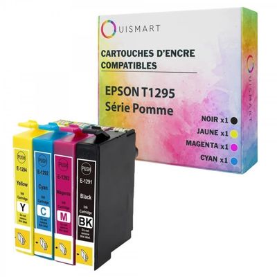 OuiSmart® T1295 4 Cartouches compatibles Epson T1295 129XL T129 T1291 T1292  T1293 T1294 (Série Pomme) pour Imprimante Epson Stylus - Cdiscount  Informatique