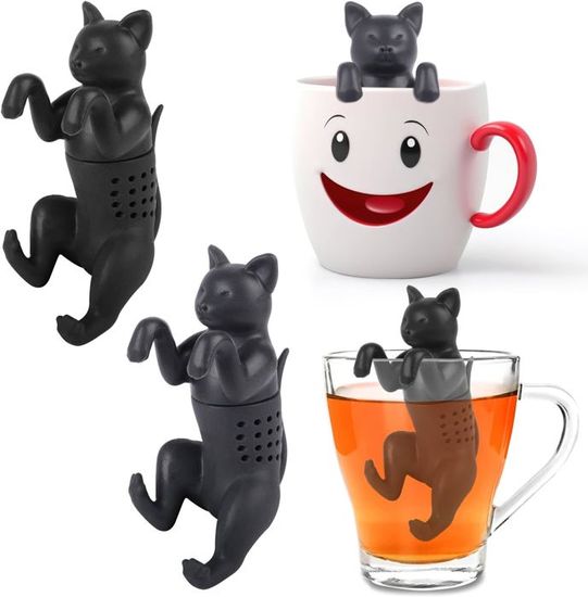 2 Filtres à Thé Silicone Forme Chat 3D - Infuseur Thé Mignon Pour Tasses Et Bols