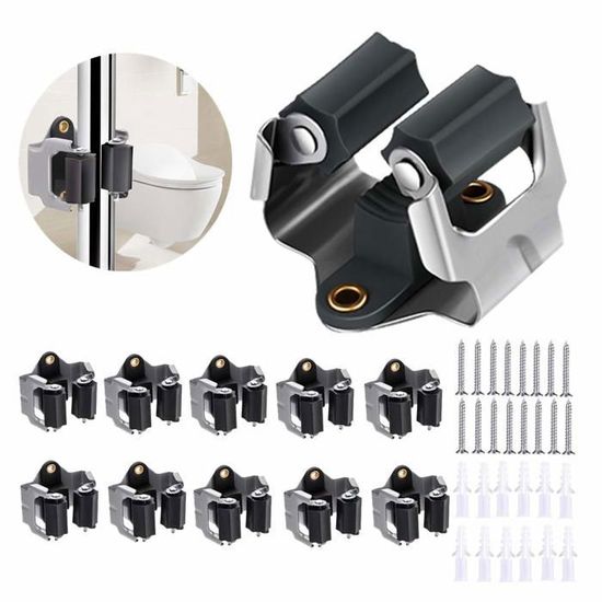 Porte-balai mural en acier inoxydable avec 4 supports et 5 Porte-balai mural en acier inoxydable avec 4 supports et 5