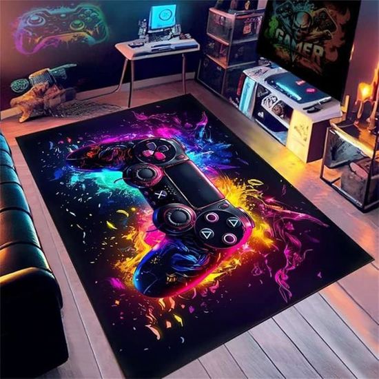 Tapis Chambre Enfant Fille Garcon Ado Adulte Tapis Sol Gaming 3D Gamer