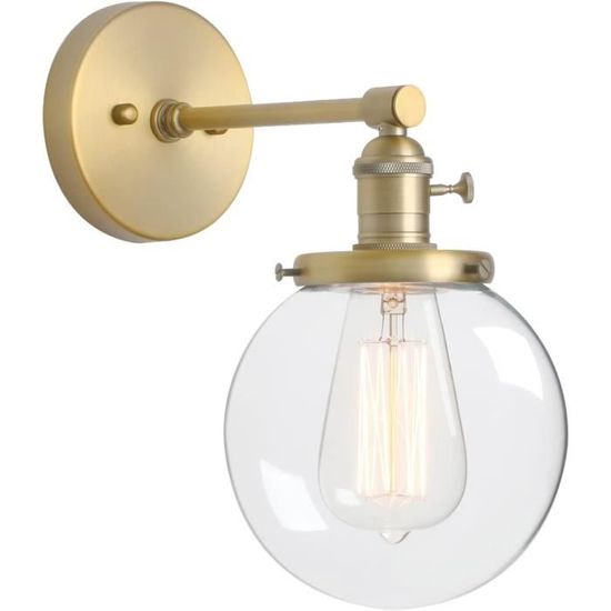 Applique Style Campagnard Luminaire Ancien Laiton Lampe En Verre Satiné