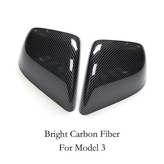 Lot De 2 Coques Rétroviseur Fibre De Carbone Look - Compatible Tesla Model 3 2018-2019