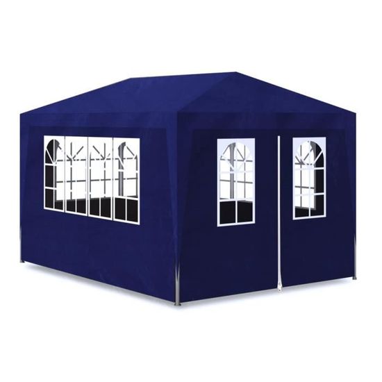 9675Unique |Tente de réception pliable Tonnelle de jardi Tente de réception 3 x 4 m Bleu MEUBLE Style Campagne Chic