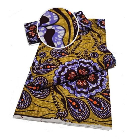 Tissu imprimé aicain Ankara 100% coton, 6 Yards, véritable