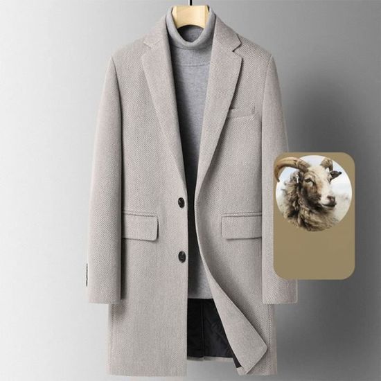 Manteau Homme élégant Mi-long Pour Automne-hiver - Coupe Slim, Doublure épaisse, Coupe-vent - Business Casual