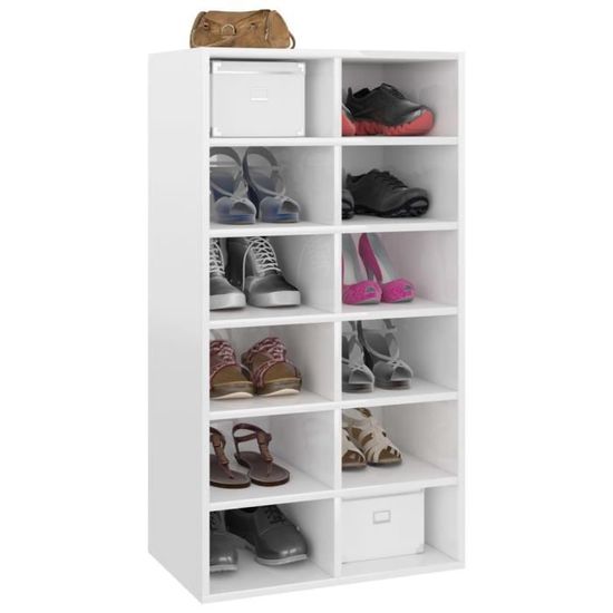 Étagère à Chaussures 15 + 8 Compartiments - Blanche, Haute Et étroite - Rangement Placard, Couloir - Montage Facile