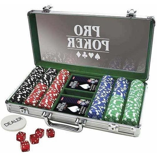 Kit Poker Texas Hold’em MT MALATEC – Mallette Aluminium Verrouillable, 300 Jetons (10g), 2 Jeux De Cartes, 5 Dés, 3 Jetons Fonctionnels