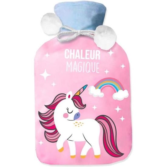 Bouillotte Douce En Peluche Motif Licorne Avec Housse Polaire - Idéal Pour Réconforter Les Enfants
