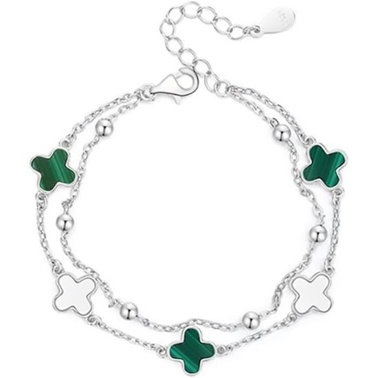 Bracelet Trèfle à 4 Feuilles En Acier Inoxydable Pour Femme - Porte-bonheur Irlandais, Ajustable, Cadeau Symbolique