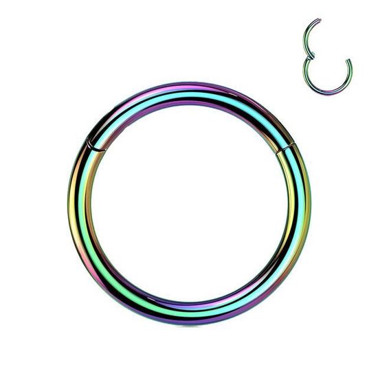 BodyBonita Opale Septum Piercing Nez - Anneaux à Charnière Acier 316L Violet Rose Bleu Blanc - 8/10mm