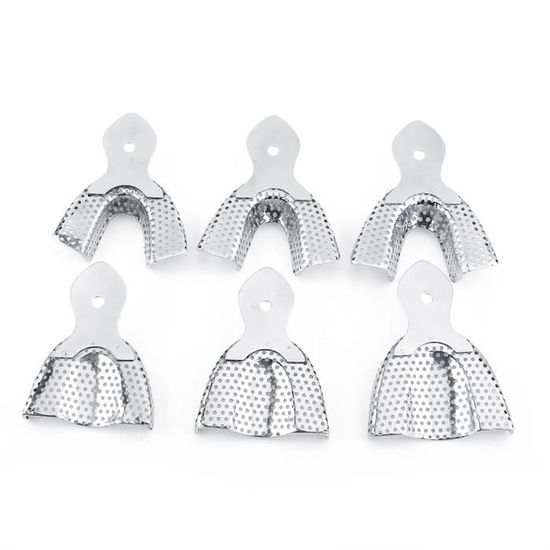 Set De 2 Plateaux Perforés Dentaires En Inox - Pour Impression Supérieure Et Inférieure - Moyen Format
